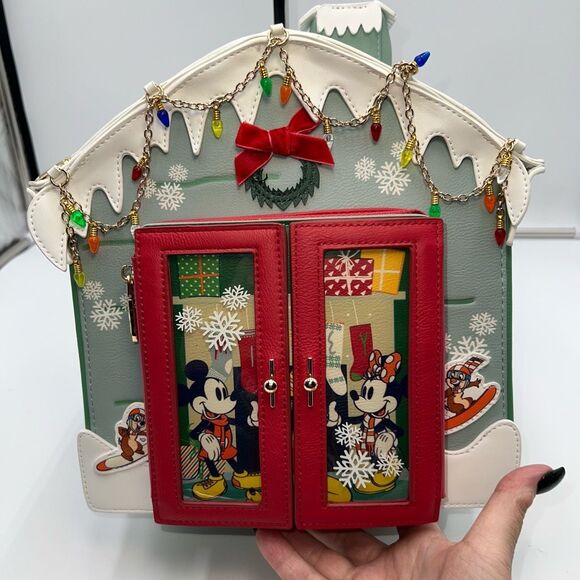 Disney Handbags - Disney and Box Lunch Our Universe Mickey and Friends Ski House Christmas Backpac